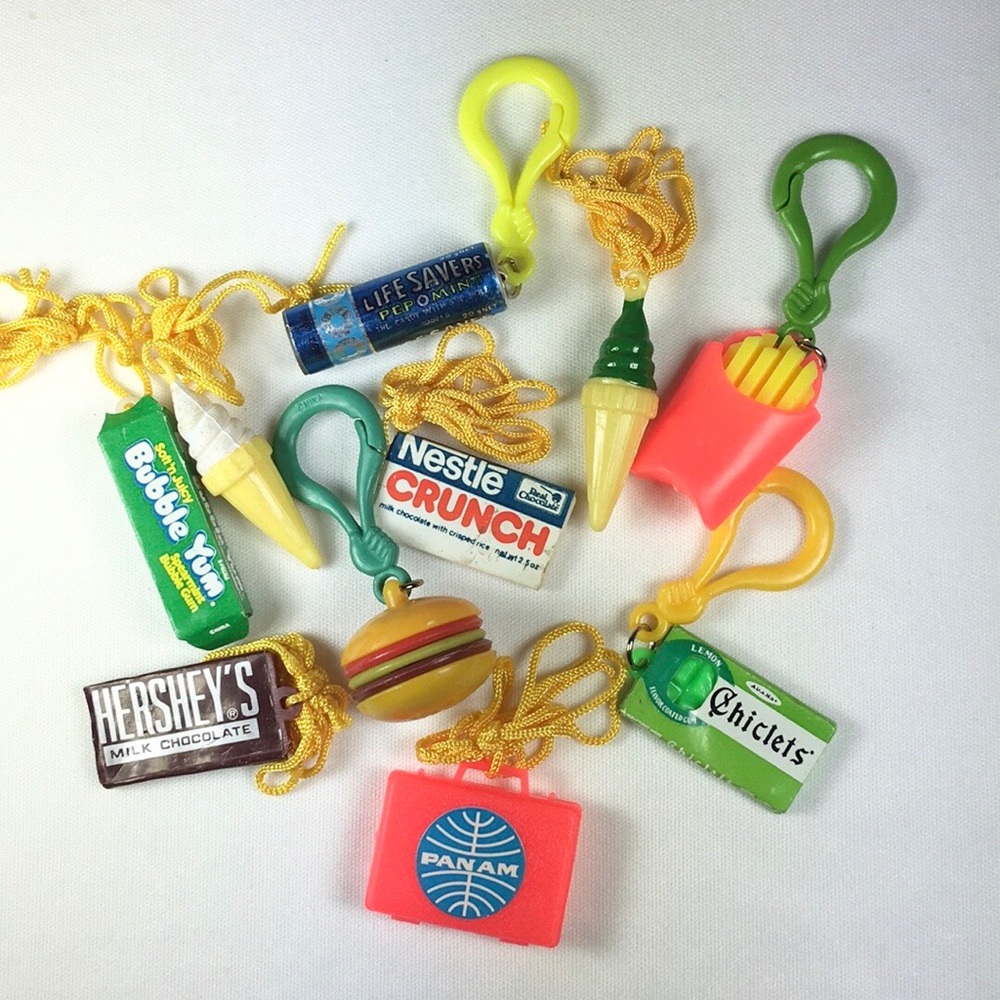 Vintage 80's Plastic Charms Necklaces No Bells NOS